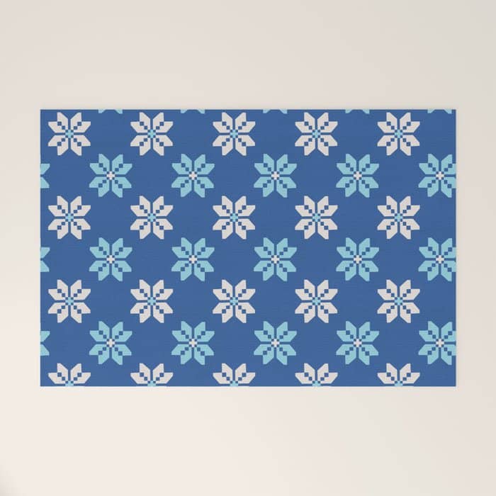Contrasting Blues: Bethlehem Star Mosaic Welcome Mat