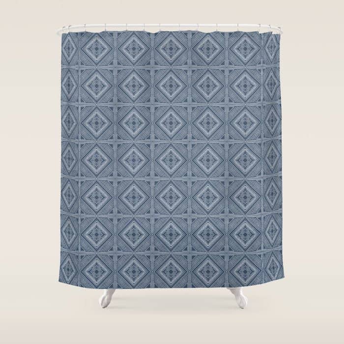Boho Tiles | Atlantic Blue Shower Curtain