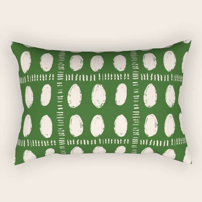 Green Boho Quilt Pattern Rectangular Pillow