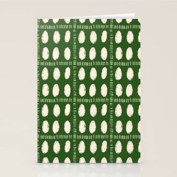 Green Boho Quilt Pattern Stationery Card