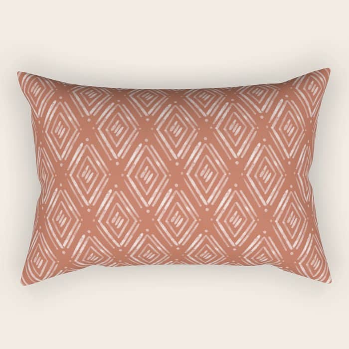 Watercolor Diamonds <> Rusted Pink Rectangular Pillow