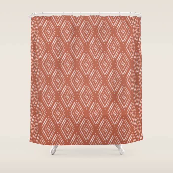 Watercolor Diamonds <> Rusted Pink Shower Curtain