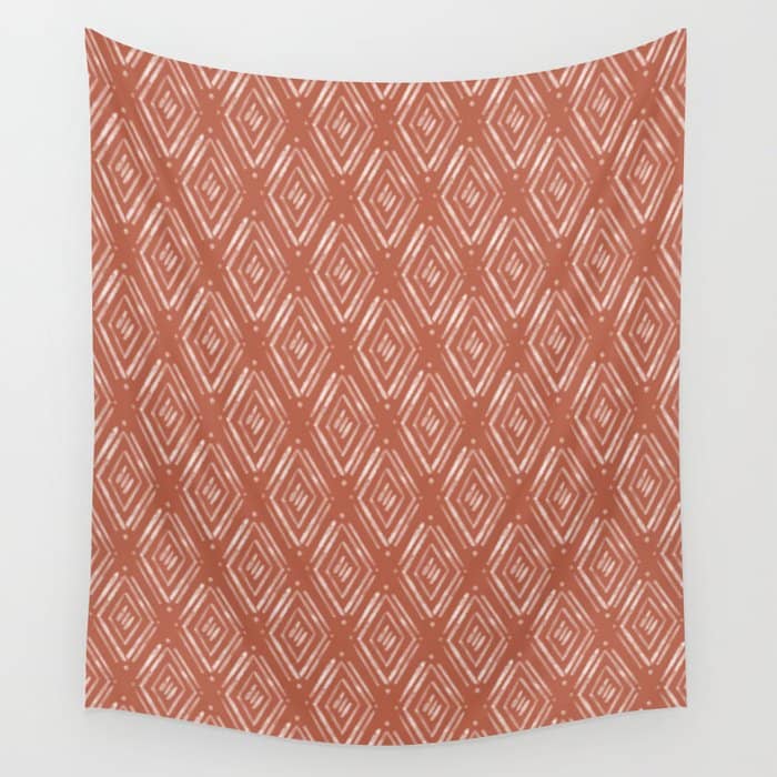 Watercolor Diamonds <> Rusted Pink Wall Tapestry