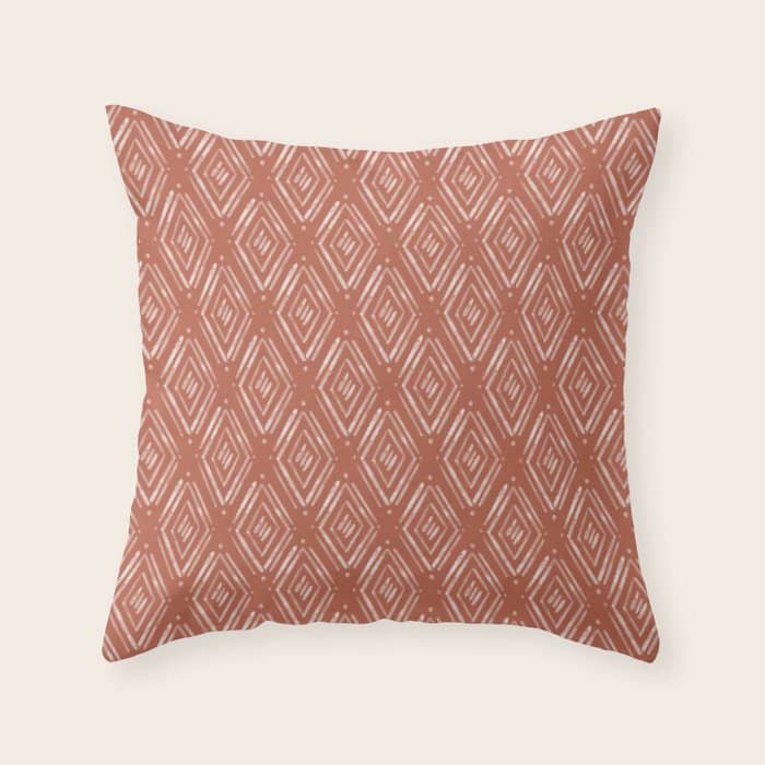 Watercolor Diamonds <> Rusted Pink Throw Pillow
