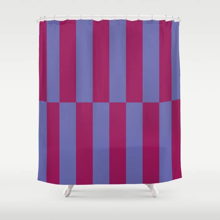 Strippy - Dark Orchid And Peri Shower Curtain