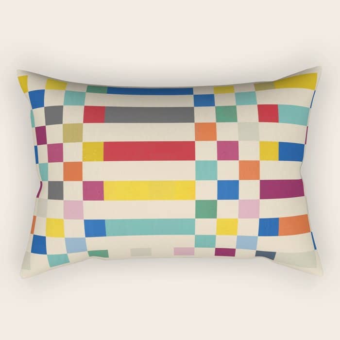 Modern Playful Checkered Abstract Rectangular Pillow