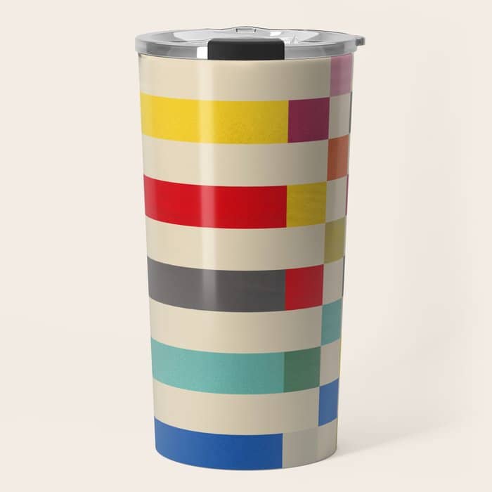 Modern Playful Checkered Abstract Travel Mug
