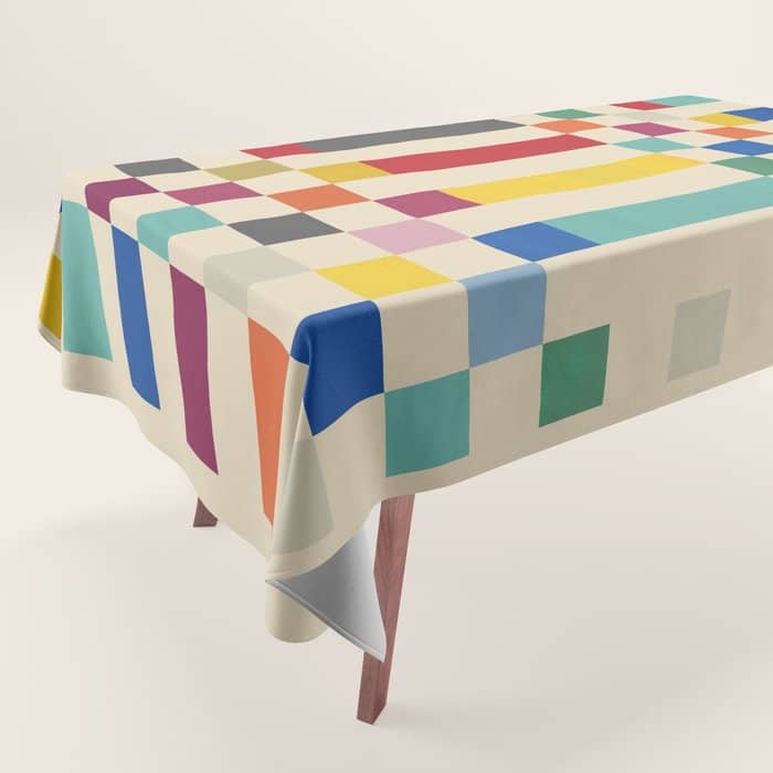 Modern Playful Checkered Abstract Tablecloth