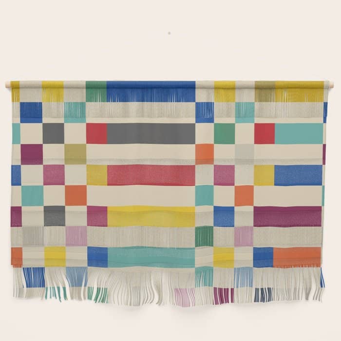 Modern Playful Checkered Abstract Wall Hanging