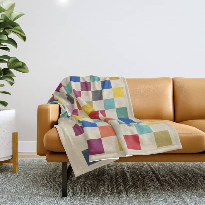 Modern Playful Checkered Abstract Throw Blanket