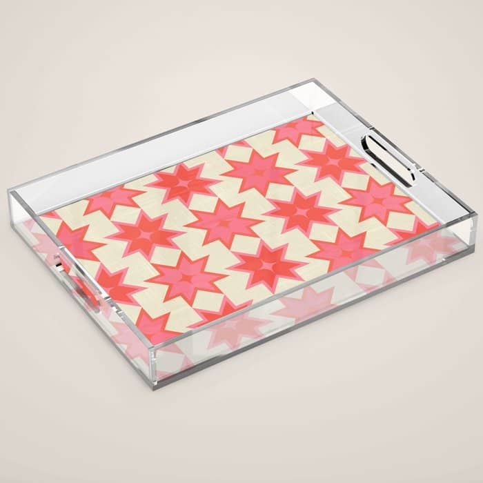 Celestial Winter Quilt Pattern Acrylic Tray