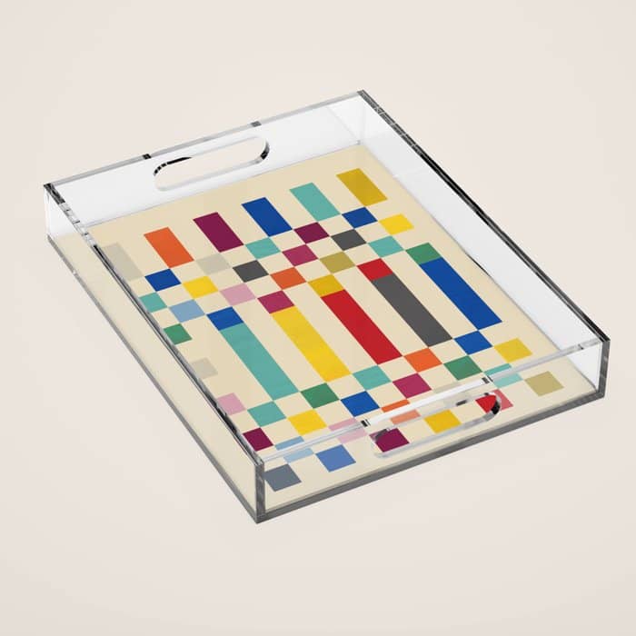 Modern Playful Checkered Abstract Acrylic Tray