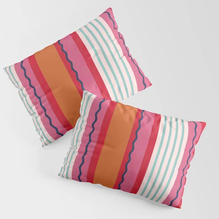 Bold Color Play Pink And Orange Stripes Pillow Sham