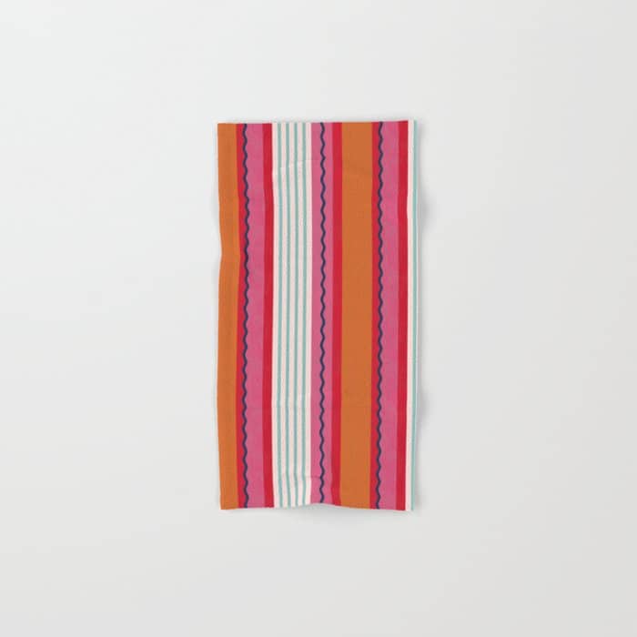 Bold Color Play Pink And Orange Stripes Bath Towel