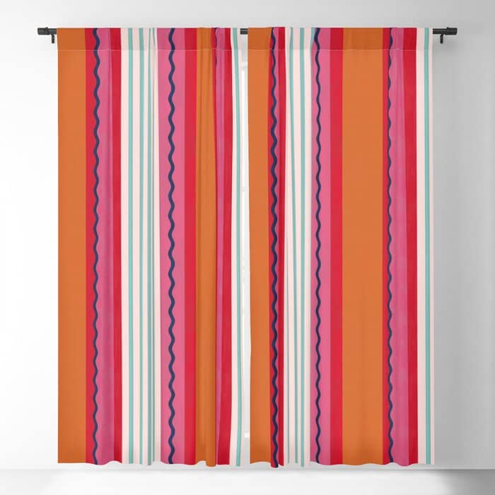 Bold Color Play Pink And Orange Stripes Window Curtain