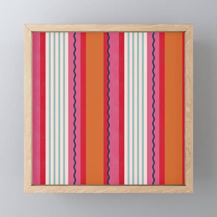 Bold Color Play Pink And Orange Stripes Mini Art Print