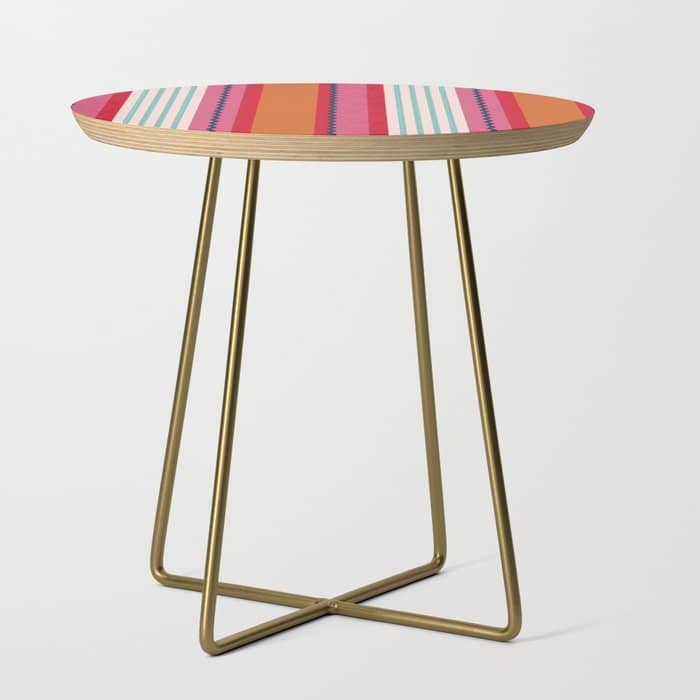 Bold Color Play Pink And Orange Stripes Side Table