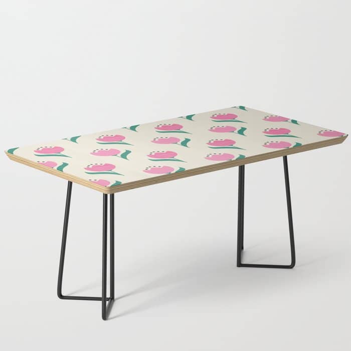 Vintage Pink Fabric Tulips  Coffee Table