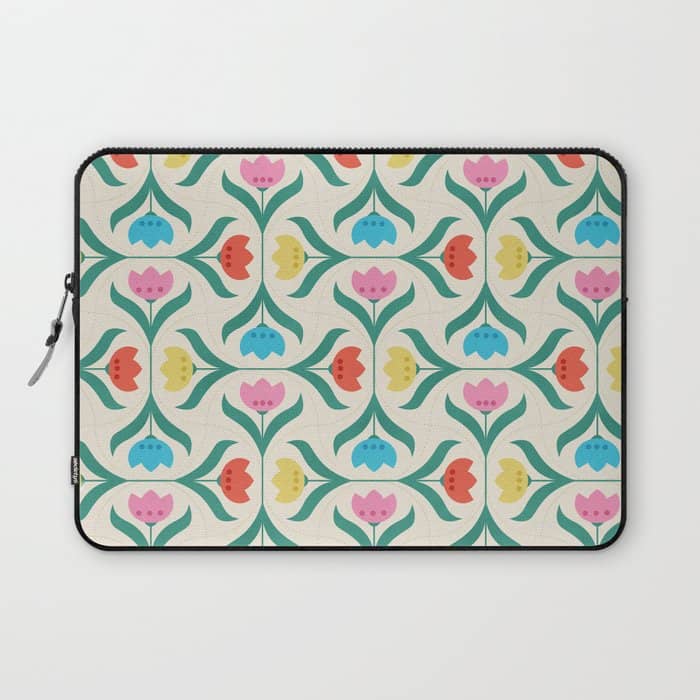Vintage Tulips Patchwork Pattern Laptop Sleeve