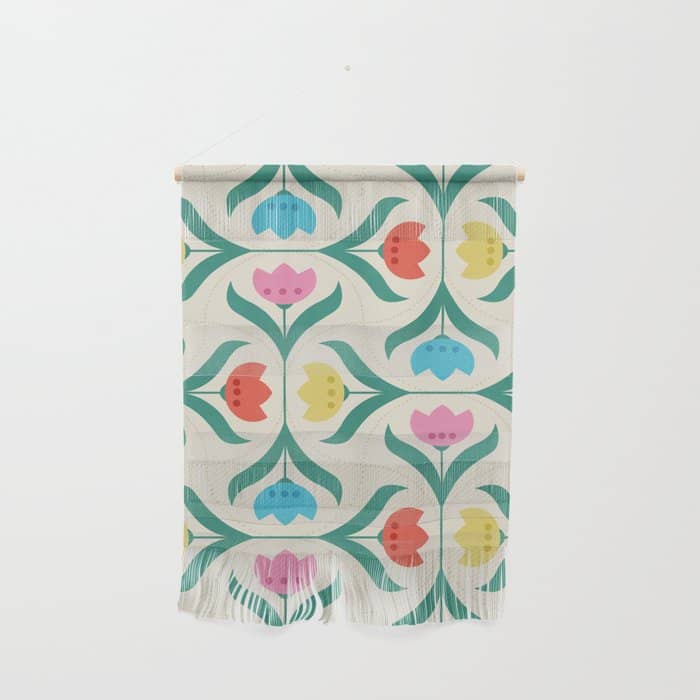 Vintage Tulips Patchwork Pattern Wall Hanging