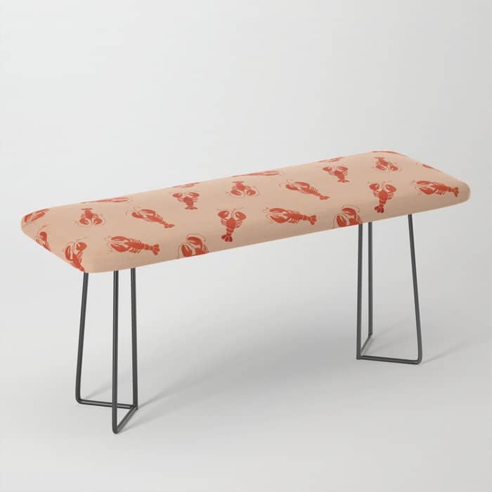 Classic Red Lobsters Pattern On Peach Bench