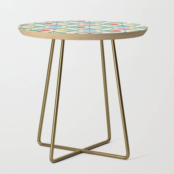 Vintage Tulips Patchwork Pattern Side Table