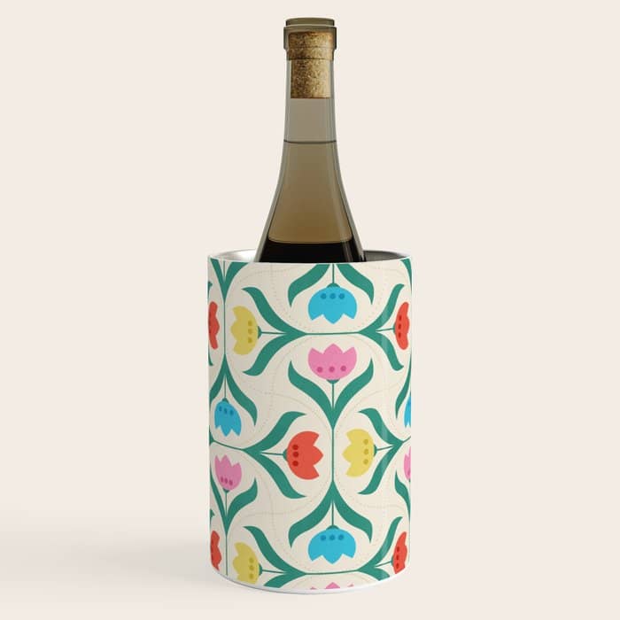 Vintage Tulips Patchwork Pattern Wine Chiller