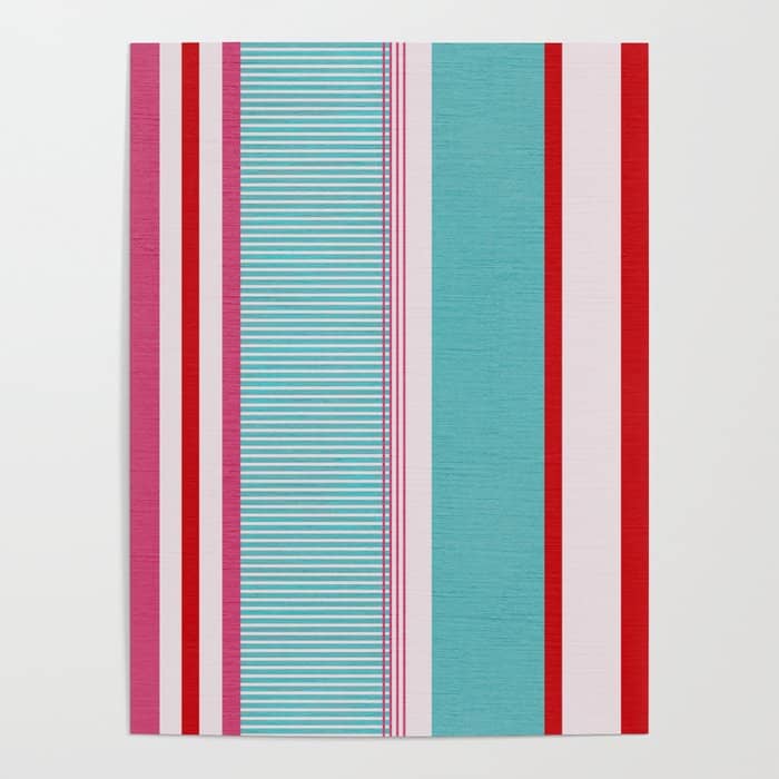 Bold Color Play Pink And Turquoise Stripes Poster