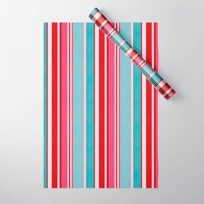 Bold Color Play Pink And Turquoise Stripes Wrapping Paper