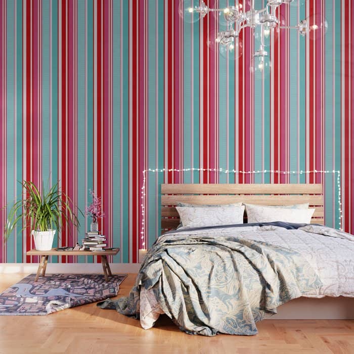 Bold Color Play Pink And Turquoise Stripes Wallpaper
