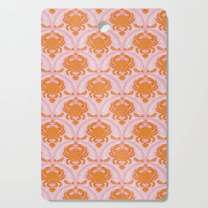 Orange Crab On Pink Pattern Cutting Board