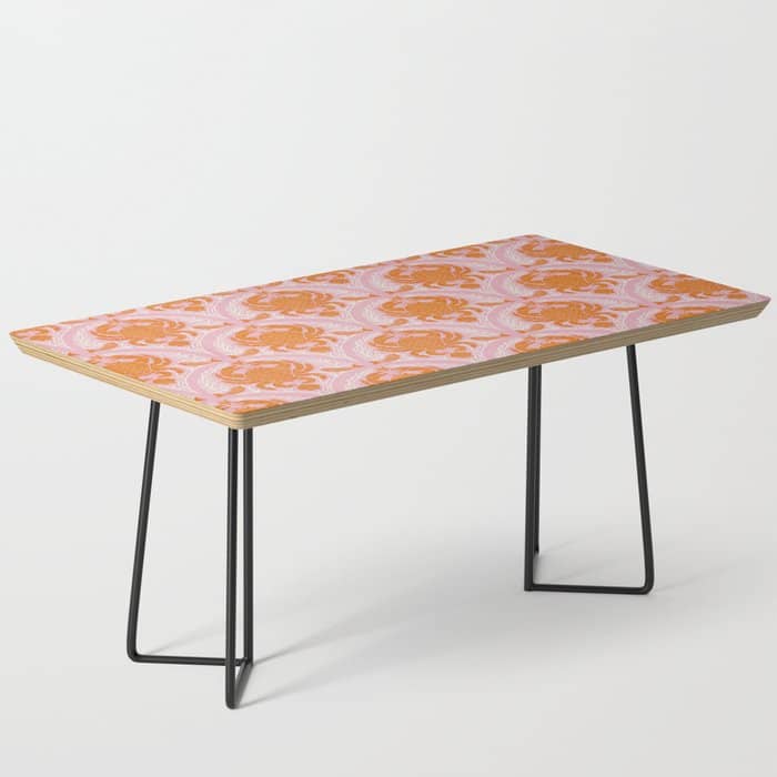 Orange Crab On Pink Pattern Coffee Table