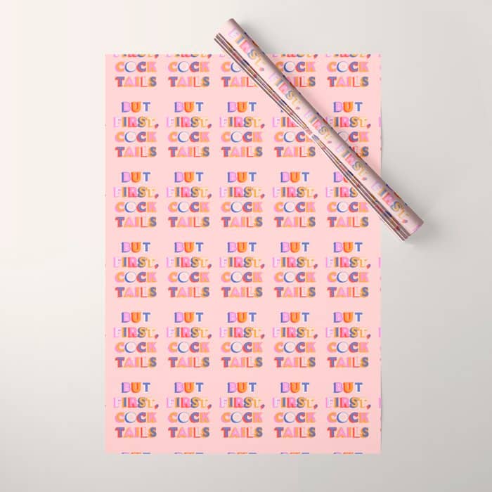 But First, Cocktails Typography Wrapping Paper