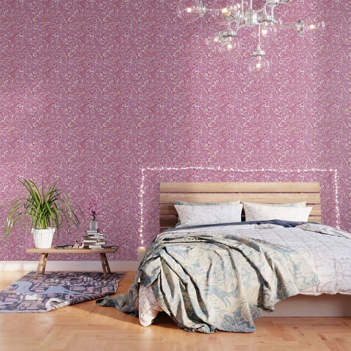 Painterly Florals - Red Orchid Wallpaper
