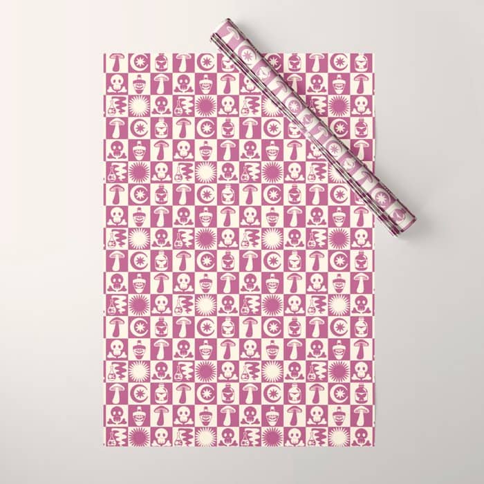 Potions And Spooky Things Checkerboard Pattern Wrapping Paper