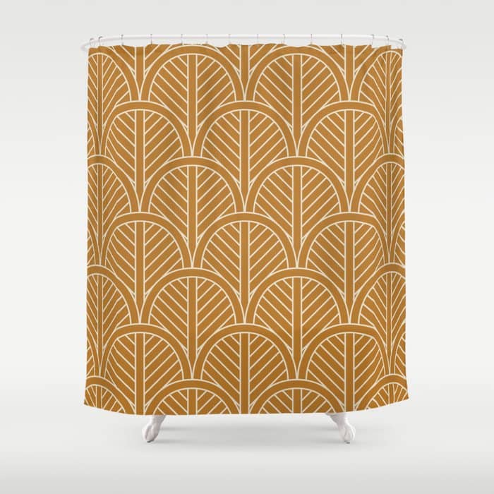 Golden Rattan Fan Pattern Shower Curtain