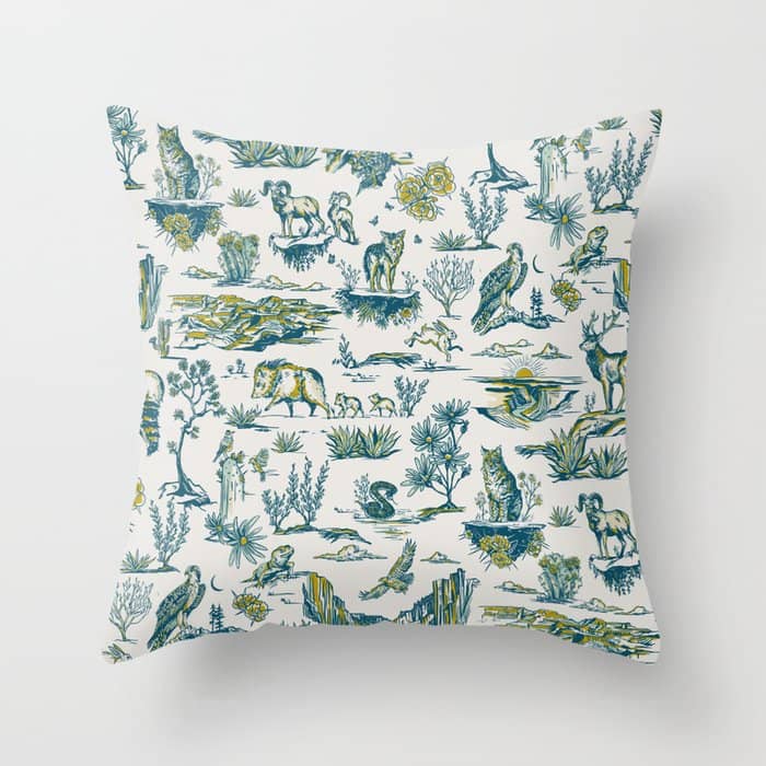 Grand Canyon National Park, Arizona Wildlife Pattern (Version 2) Throw Pillow