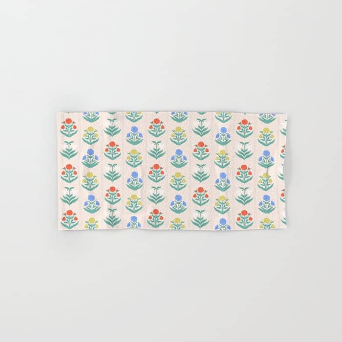 Block Print Flowers In Primary Bath Towel