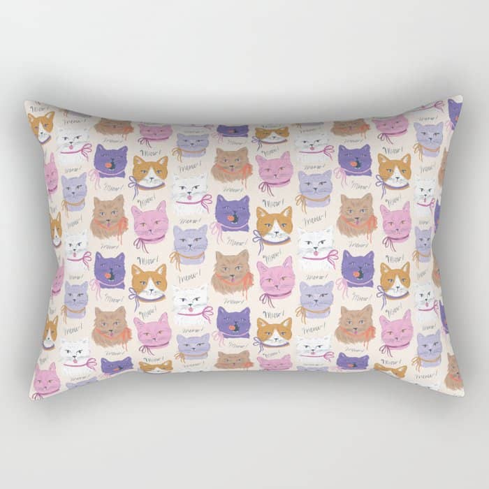 Cats In Purple And Brown Rectangular Pillow