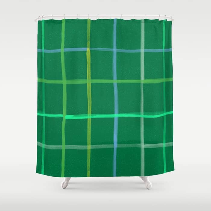 Abstract Tennis Net Pattern In Grass Green Shower Curtain