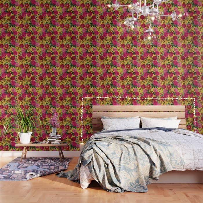 Vintage & Shabby Chic - Summer Tropical Roses Flower Garden Wallpaper