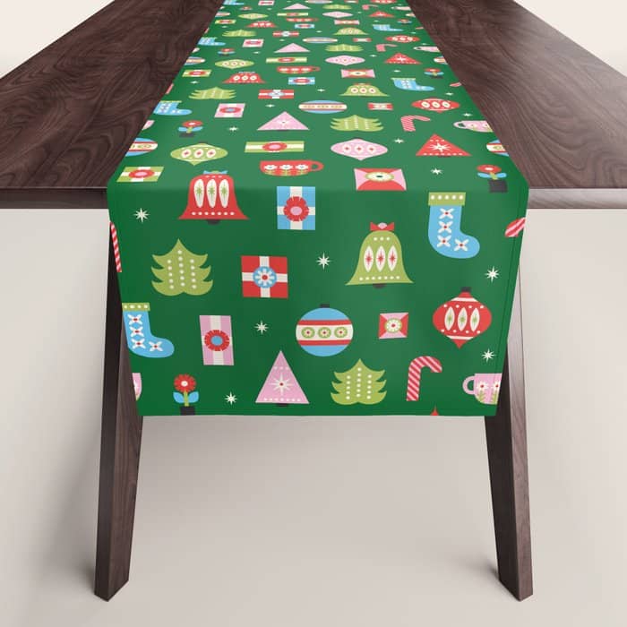 Merry & Bright Christmas | Green Table Runner