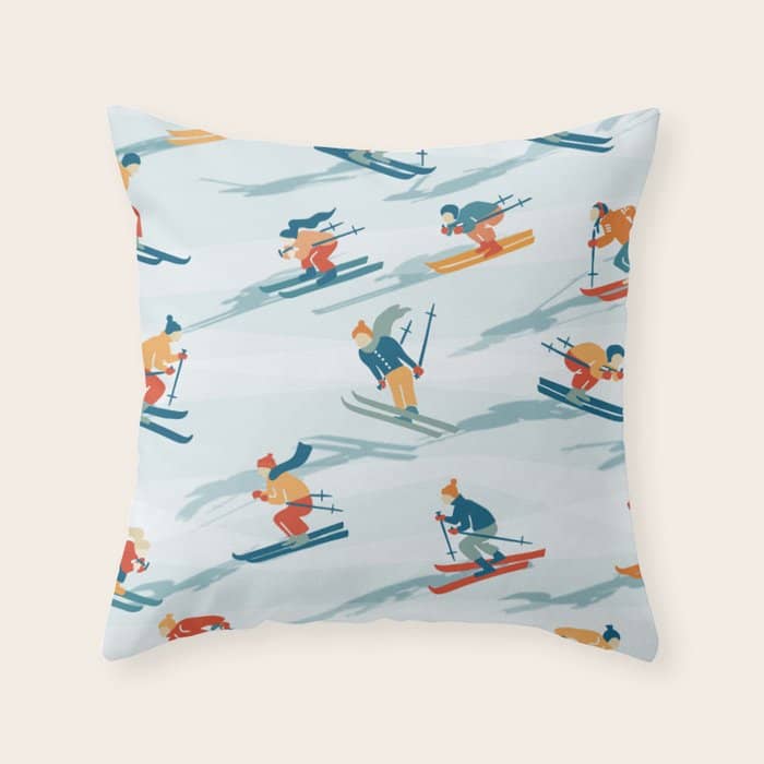 Retro Sportive Ski Alpine Light Throw Pillow