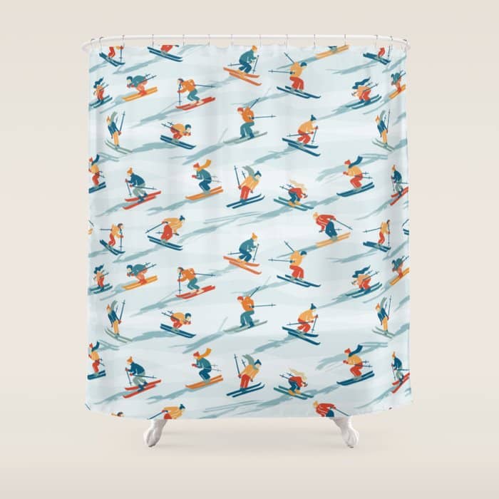 Retro Sportive Ski Alpine Light Shower Curtain