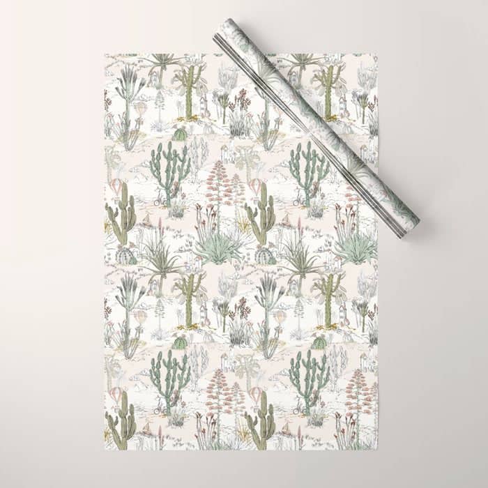 Whimsical Cactus Landscape Airy Wrapping Paper