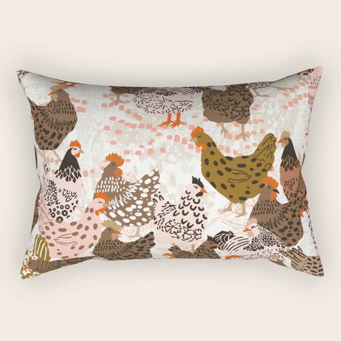 Favorite Chickens Brown Rectangular Pillow