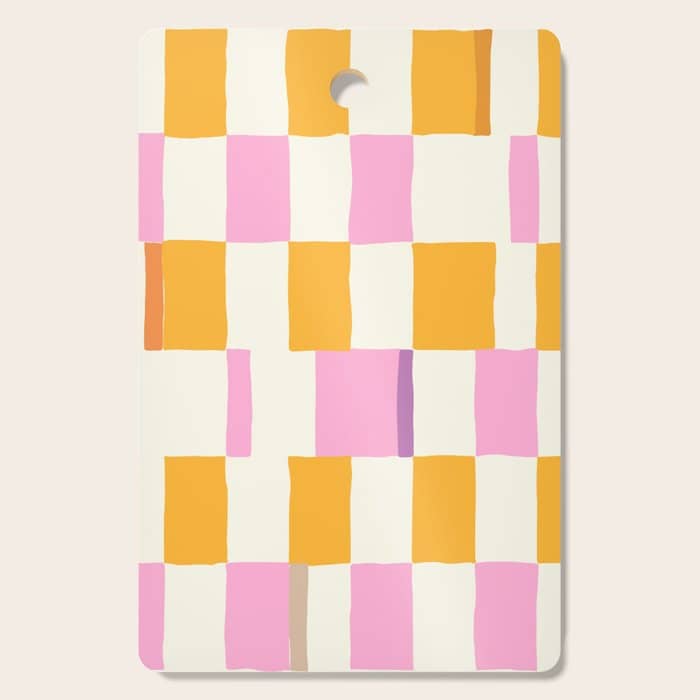 Summer Check Handdrawn Orange Cutting Board