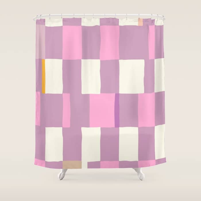 Summer Check Handdrawn Purple Shower Curtain