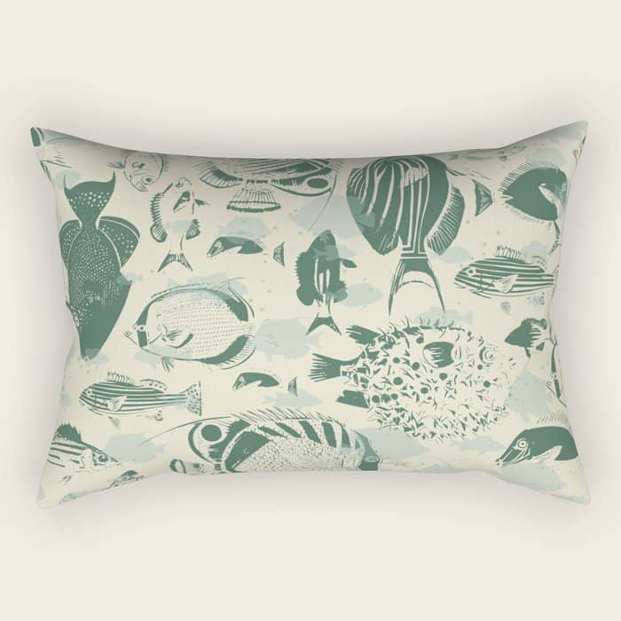 Deep Ocean Fish Family Light Rectangular Pillow
