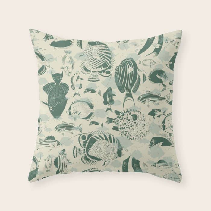 Deep Ocean Fish Family Light Throw Pillow